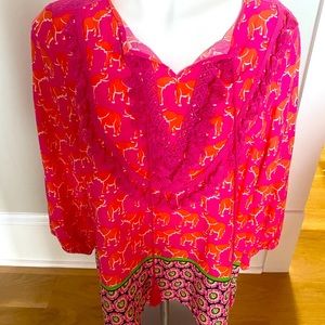 Crown and ivy pink/orange elephant tunic
